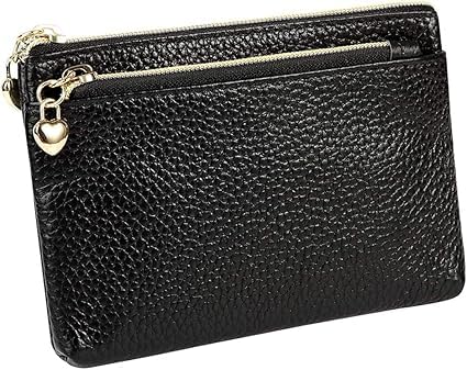 Carteira Porta-Moedas Feminina em Couro Legítimo com 3 Bolsos com Zíper, Compacta, Leve e Ideal para Cartões, Documentos e Dinheiro