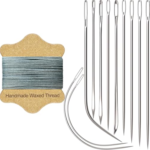 Opiniones y reviews de Hilos de acolchar del mes. 36 VONEEDL Kit de reparación de tapicería: hilo de coser encerado (color gris) y agujas resistentes (11 piezas) para piel, lona e hilo acolchado