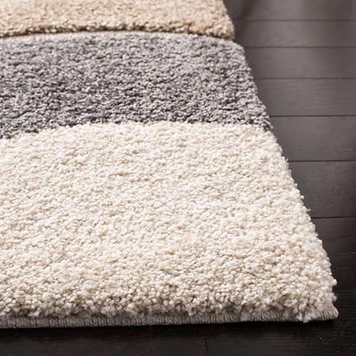 Image of Elegant Soft Microfiber Rectangular Carpet for Living Room,Non Slip Area Rug with Cozy Texture,Fade Proof & Easy Clean Surface,Modern Interior Decor,Skin Beige,Mid Grey & Cream,5x7 ft