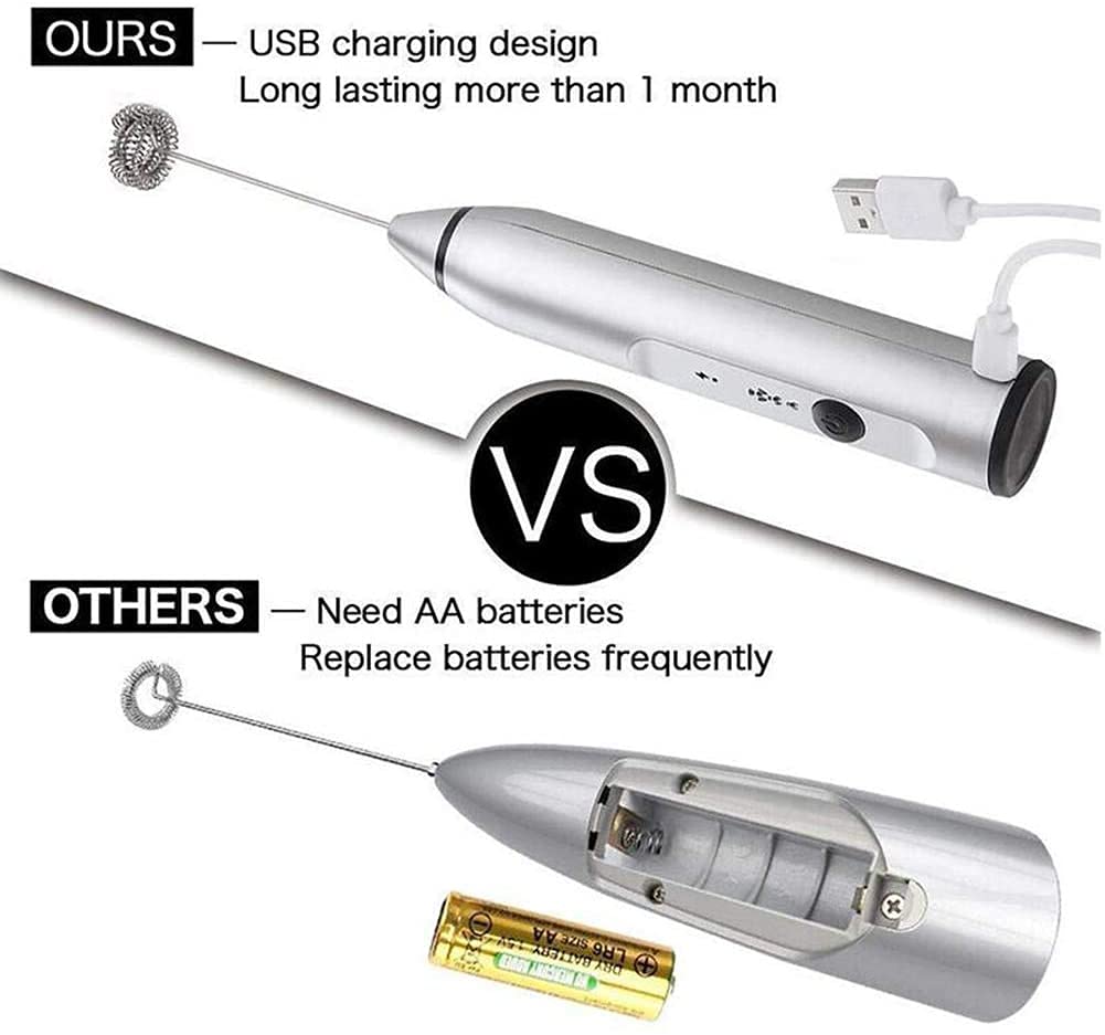 Montalatte Elettrico Montalatte Automatici Sbattitore a Mano schiumoso Frullatore Portatile Multifunzione Frullino per Le Uova Ricarica USB Processore per pappe a 3 velocità 918