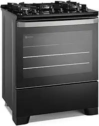 Fogão 5 bocas Electrolux Preto Efficient Mesa de Vidro, PerfectCook e Grades de Ferro (FE5GB)