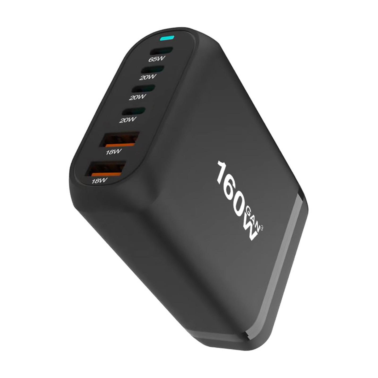 Blocco caricabatterie da parete rapido da 160 W - Stazione di ricarica USB