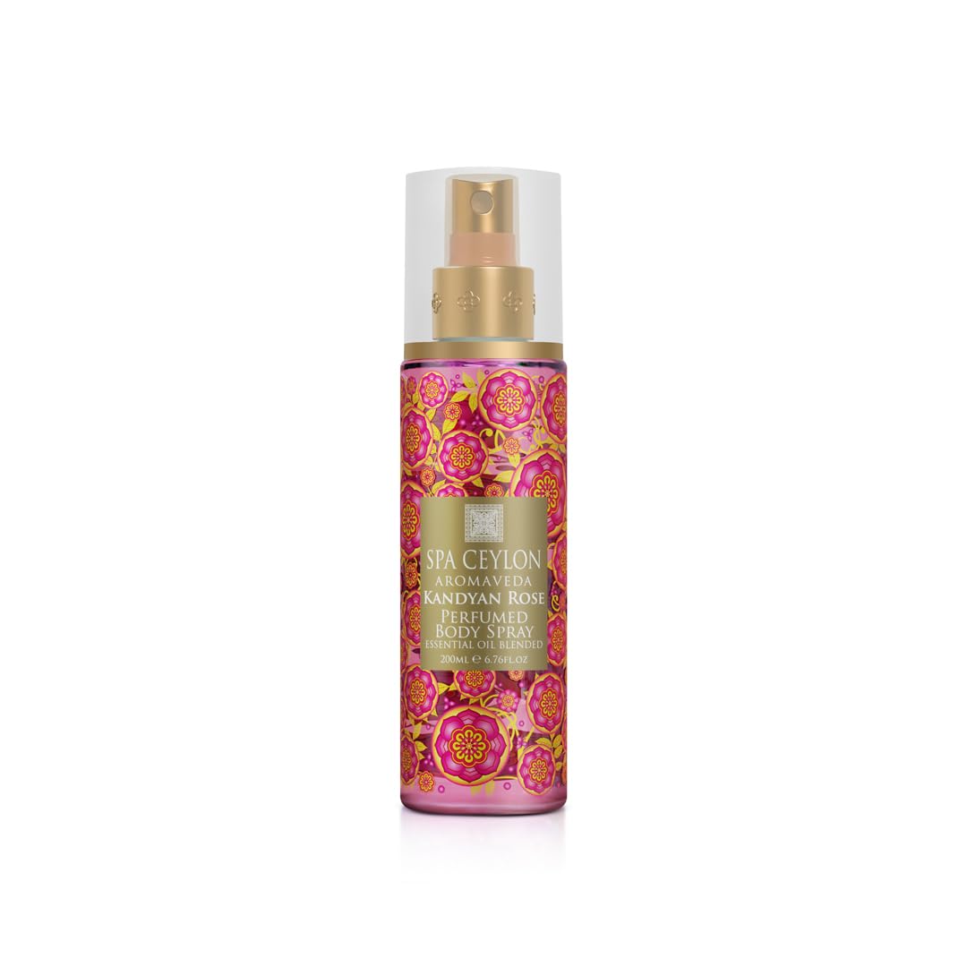 Spa Ceylon Kandyan Rose Body Spray Exquisite Women's Fragrance Mist with Romantic Floral Notes & Rose Geranium Essence | Ideal for All Skin Types | 200ml