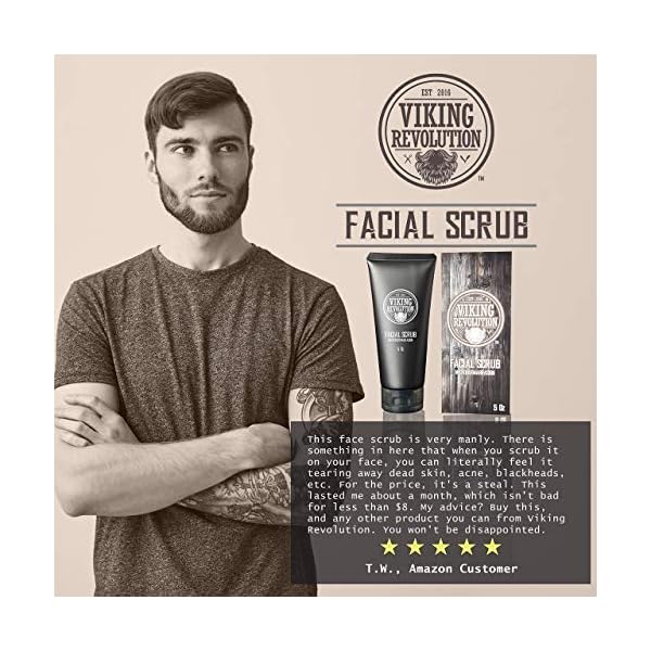 Viking Revolution Microdermabrasion Face Scrub for Men - Facial Cleanser for Skin Exfoliating, Deep Cleansing, Removing Blackheads, Acne, Ingrown Hairs - Men's Face Scrub for Pre-Shave (1 Pack)