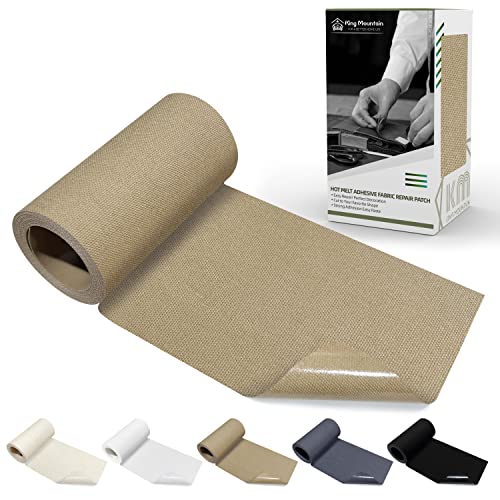 Image of KING MOUNTAIN Canvas Iron on Patch,3 inchx60 inch,Waterproof 100% Cotton Fabric Repair Patch,Used for Various Sofa,Tent,Clothes,Seats,Suitcases (Camel)