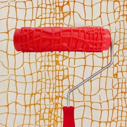 Barlone Gummi Holzmaserung Werkzeug, Farbroller Wandfarbe, Holzmaserung Malwerkzeug mit Griff, Gummi Malwerkzeug für Wanddekoration, Holzmaserungs Malmuster Werkzeug für DIY Wand Raumdekoration