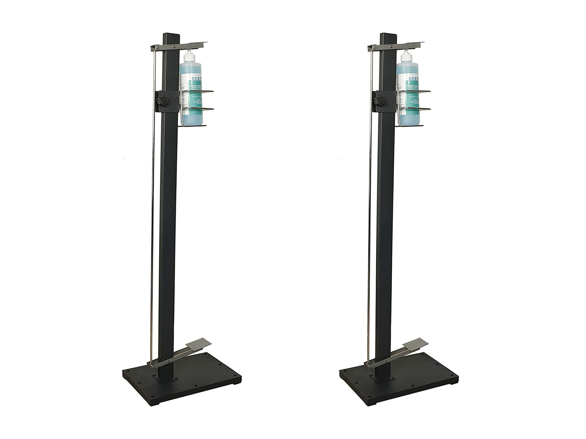 LEVONTouch Free Foot Pedal Activated Hand Sanitizer Dispenser Stand - 100% Mechanical Set of 2