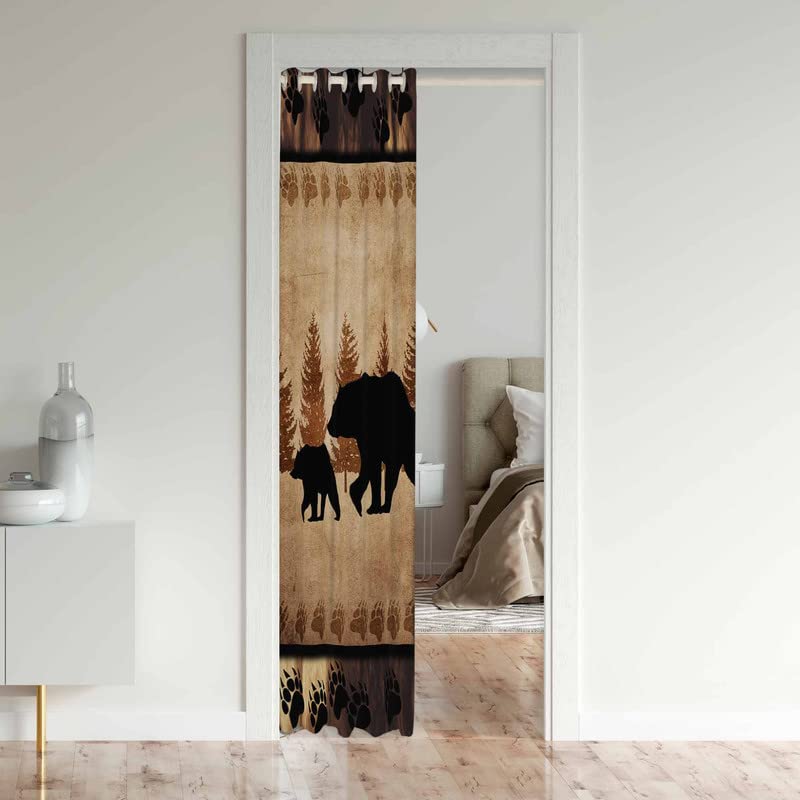 Loussiesd Bear Doorway Curtain Privacy Farmhouse Cabin Wild Animal Closet Door Curtain 30%-50% Blackout Room Darkening Thermal Curtains for Doors Windows Drapes Window Treatments 132x203cm 1 Panel - Image 3