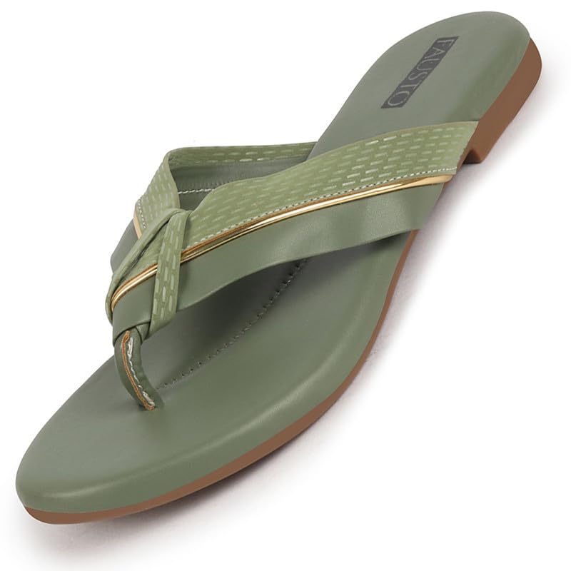 Image of FAUSTO Women's T-Strap Thong Slip On Flats Slippers