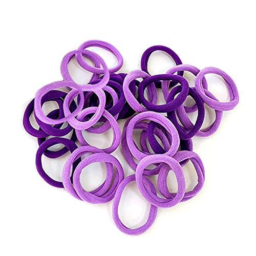 Rpanle 100 Pièces Élastiques Cheveux Cravates, mini cravates colorées de queue de cheval doux de bandes de cheveux multicolores pour Filles Bébé Enfants (2.5cm*6mm) Violet