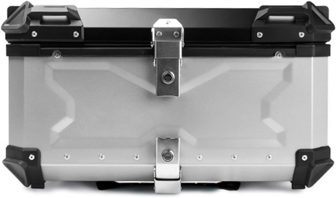 Coffre de moto en aluminium robuste 65L pour ranger 2 casques avec dossier
