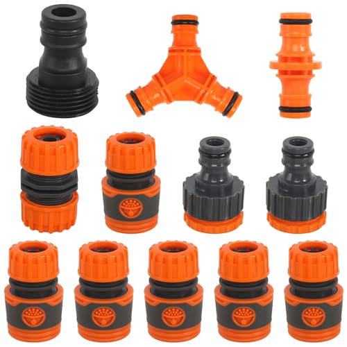 Kit de Raccordement D'arrosage 12 Pcs - Raccords Rapides, Accessoires Double Fiche Y, Rallonge 1/2