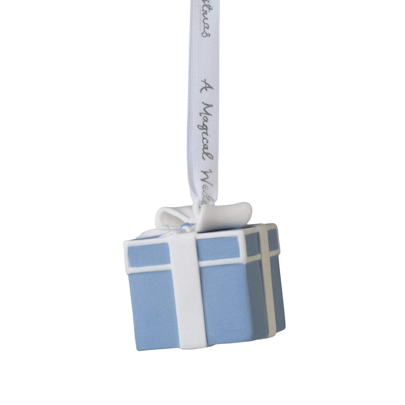 Wedgwood Blue/White Figural Present Christmas Tree Ornament 2021