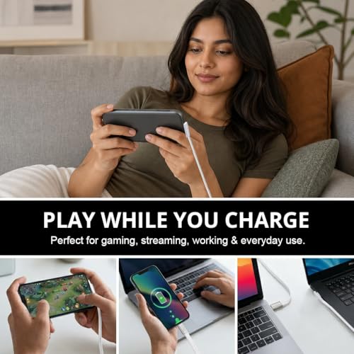 Image of Verilux Right Angle PD100W Type C Cable Fast Charging, 480Mbps Data Cable C Type Fast Charging, Tangle Free for iPhone 17 /17 Pro /17 Pro Max /16 /15, Galaxy S26 /S25 /S24