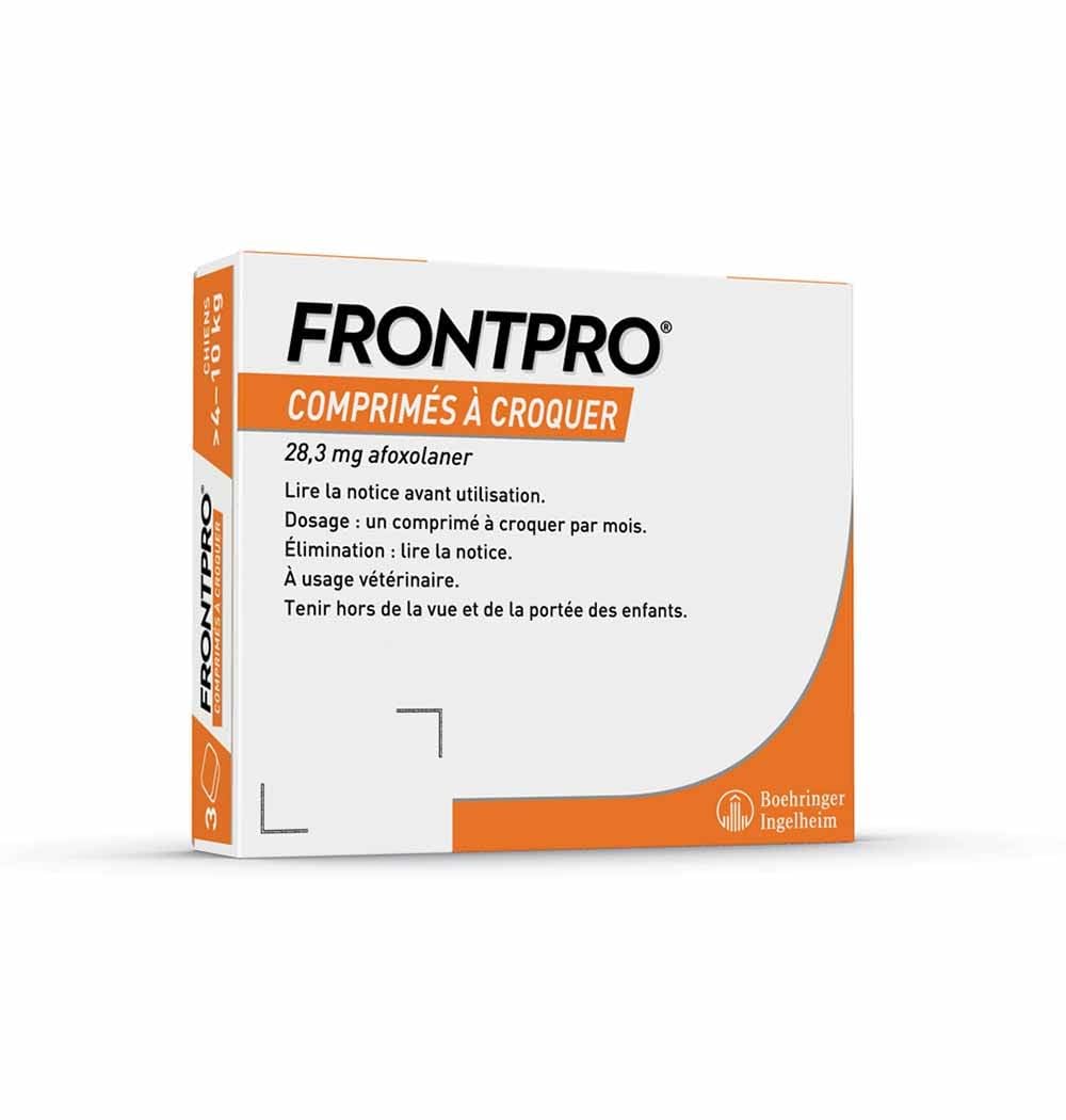 Frontline Frontpro antiparasitaire Moyen Chien 4-10kg Puces et Tiques x3 comprimés