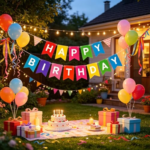 Image of Happy Birthday Banner Birthday Party Supplies (Colorful 2)