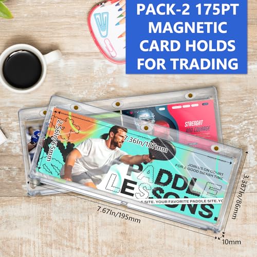 Image of DEDC Magnetic Card Holder Horizontal Booklet Card Holder-175PT Magnet Case Trading Card Protector Baseball Cards One Touch Card Holder UV Protection Display Showcase PVC Free (2CT-187mm)