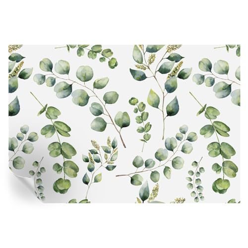 Mural de pared autoadhesivo de hojas verdes de 152x104 cm con estampados botánicos realistas 2