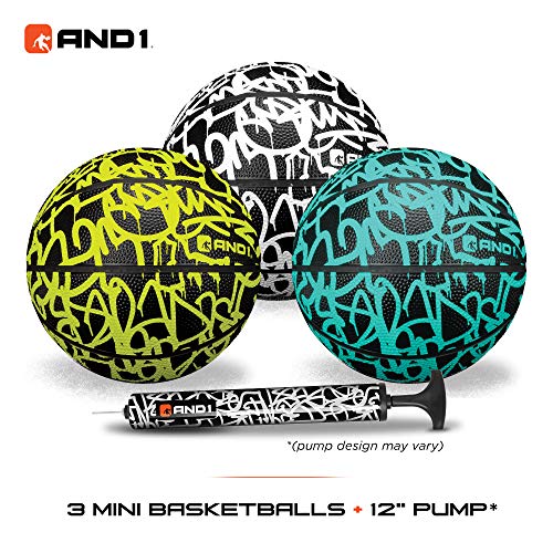 AND1 Mini Basketball Set for Kids (Deflated w/Pump Included): - 3 Pack of