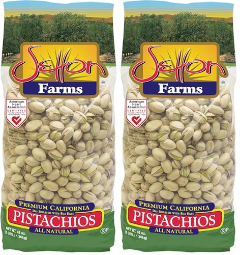Image of Setton Farms Premium Pistachios,Dry Roasted with Sea Salt,3lb Bag (48 oz),(Pack of 2)