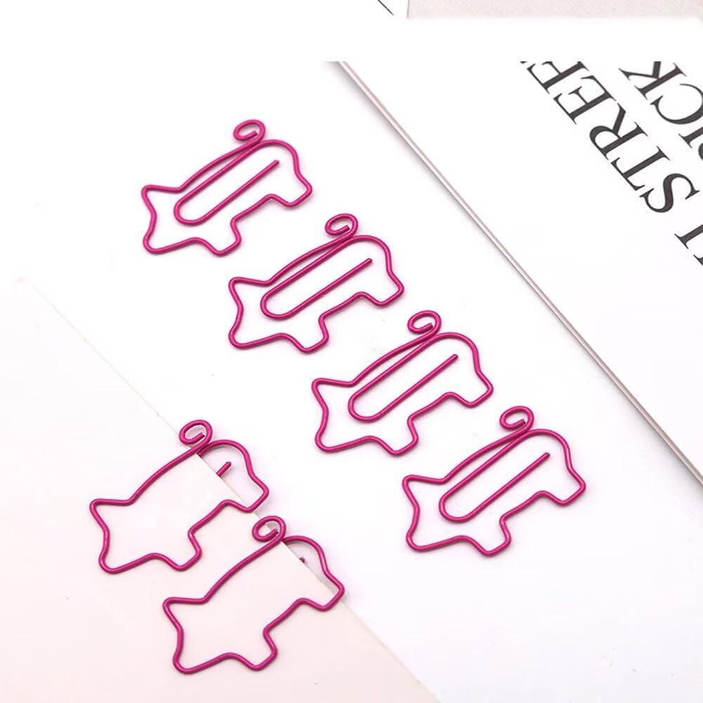 100 graffette in metallo a forma di maiale rosa, piccole graffette carine a forma di animali dei cartoni animati, segnalibri, per scuola, ufficio, casa, documenti di carta