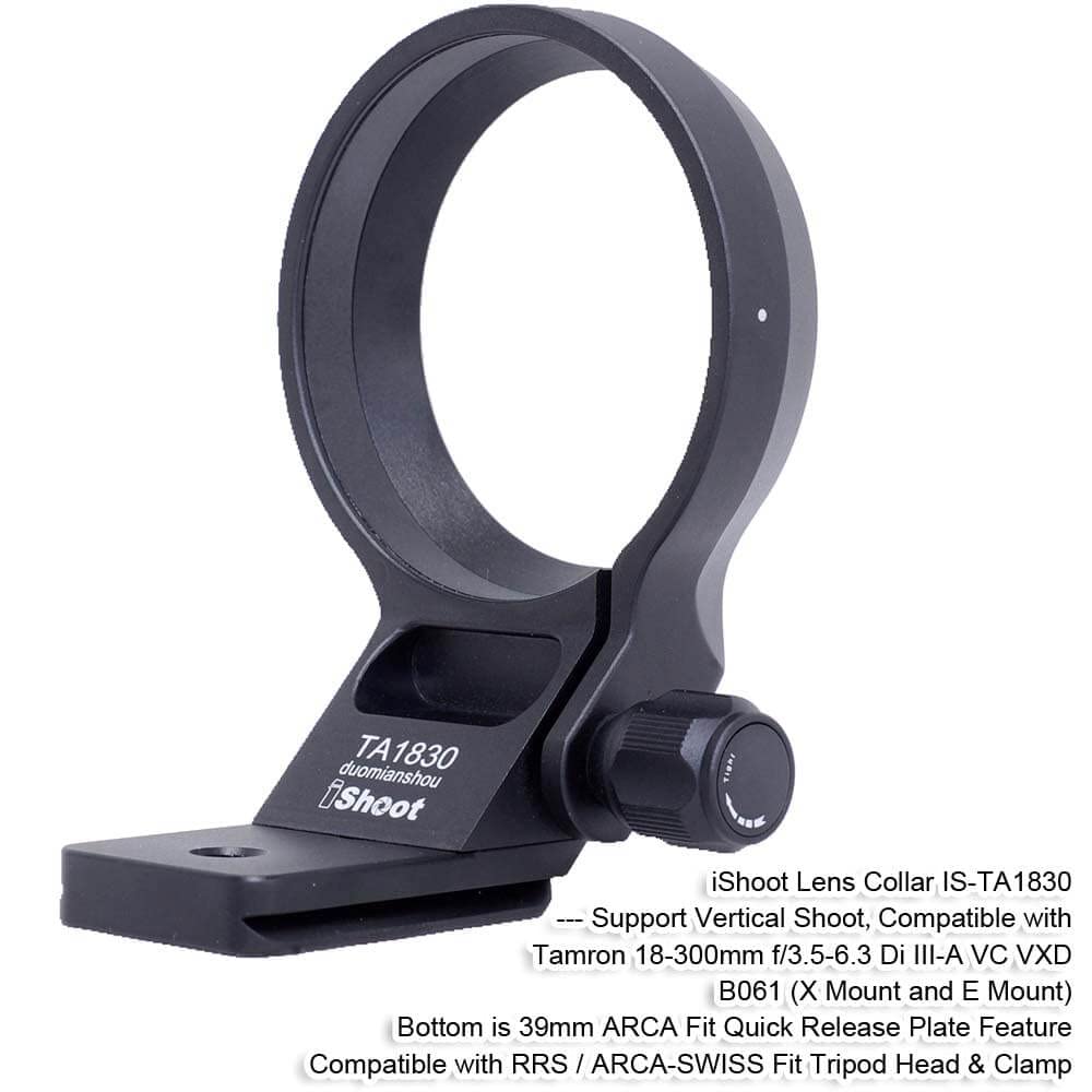 iShoot Anneau de Montage pour Trépied Bague Collier d'Objectif Compatible avec Tamron 18-300mm f/3.5-6.3 Di III-A VC VXD B061 (X/E Mount), Support d'Lentille plaque de dégagement rapide de la Arca Fit