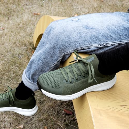 Image of Mens Slip on Lightweight Walking Shoes Non Slip Breathable Running Shoes Comfort Tennis Workout Gym Sneakers with Shoelace