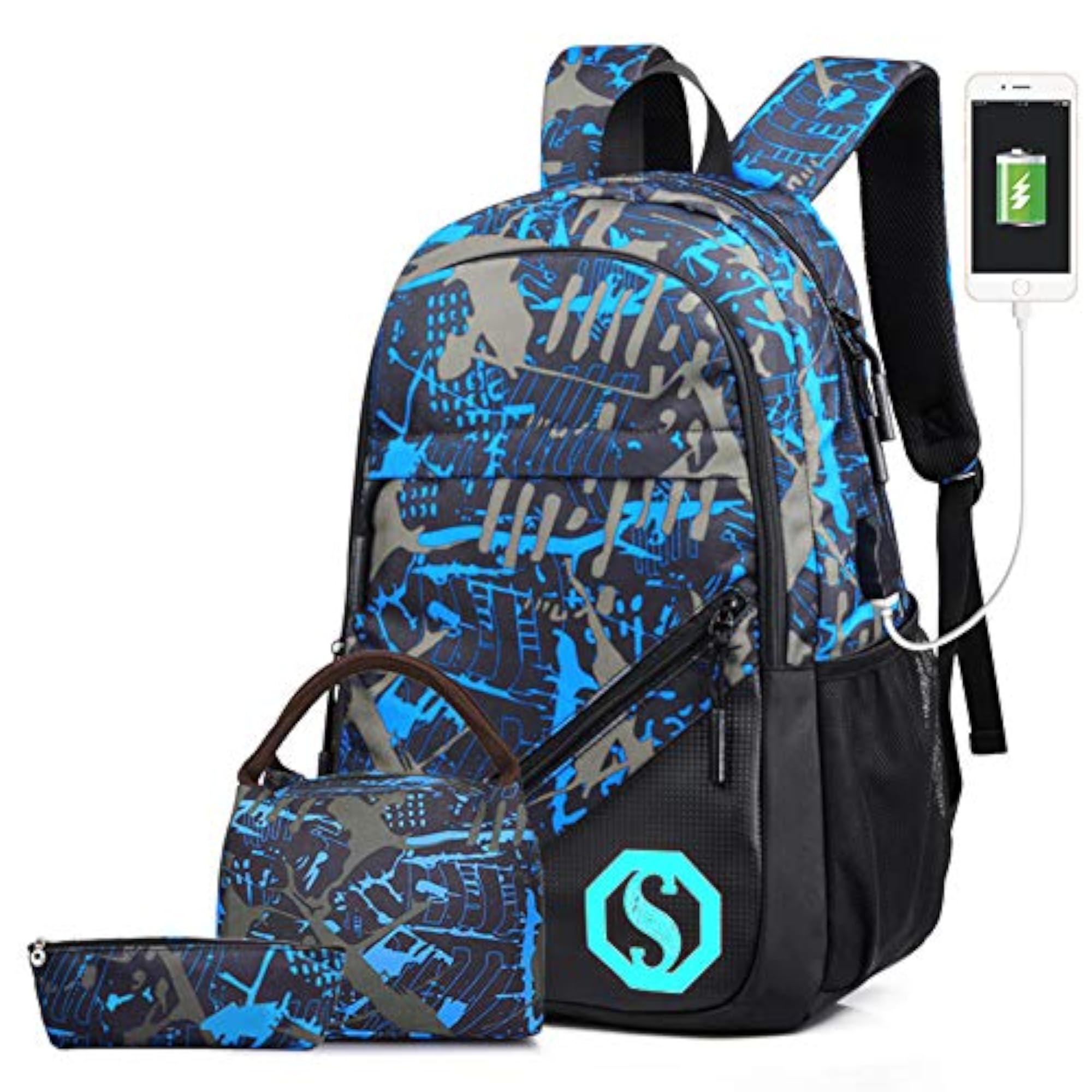 14 Inch Laptop Backpack with USB Charging Port for Boys