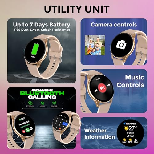 Image of GameSir Active 5 MAX Round Smart Watch HD Display 1.3 inch Screen IP68 Waterproof, Sunlight Resistance Bluetooth Calling, Multi Features Round Dial Wireless Charging Smart Watch for Men & Women (Pink)