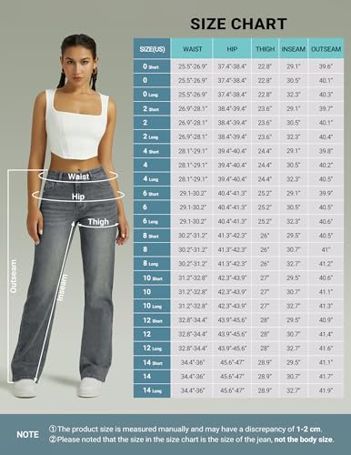 Image of FUNUCA Straight Leg Jeans for Women,High Waisted Wide Leg Loose Microelastic Boyfriend Denim Pants