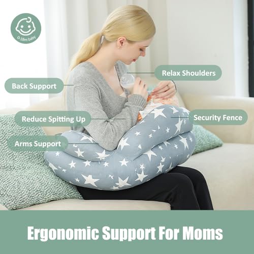 Image of Chilling Home Nursing Pillow for Breastfeeding, Adjustable Nursing Pillow Breast Feeding Pillow Bottle Feeding, Breastfeeding Essentials for Newborn, Removable Cover