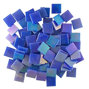 Jennifer's Mosaics 3/4-Inch Iridized Venetian Style Glass Mosaic Tile, Dark Blue, 8-Ounce