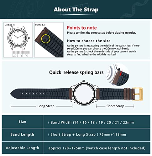 Image of BINLUN Leather Watch Band 14mm 16mm 18mm 19mm 20mm 21mm 22mm Quick Release Premium Oil Wax Leather and Breathable Silicone Hybrid Watch Bands Replacement Strap for Men Women