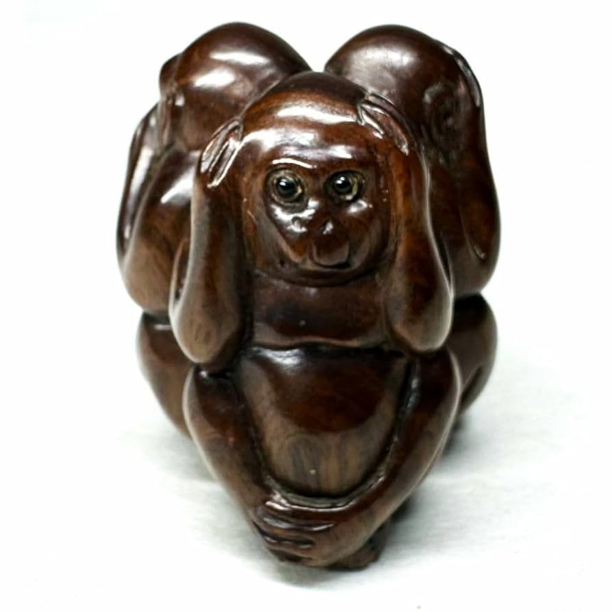 ②★ 赤寿山石 ★ 見ざる　言わざる　聞かざる★ 三猿★骨董品★三匹★お着物★ Amazon.co.jp: 三猿 猿 置物 3匹の猿 見ざる 聞かざる 言わざる