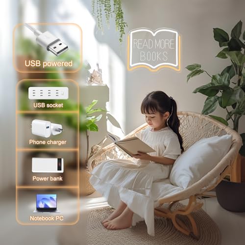 Image of Read More Books Neon Sign, Dimmable LED Reading Neon Light USB Powered for Library Classroom Bookstore Decor, Reading Room Wall Sign for Study Room Bookshelf, Book Lover Gift (Warm White)