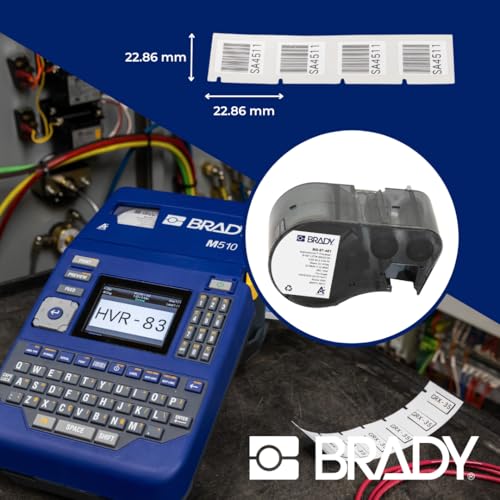 Image of Brady StainerBondz Polyester Pre-Sized Labels for Label Printer BMP51 /BMP53 /M511-280 Self Adhesive Printer Labels - Black on White (22,86 mm (W) x 22,86 mm (H)) - M5-97-481