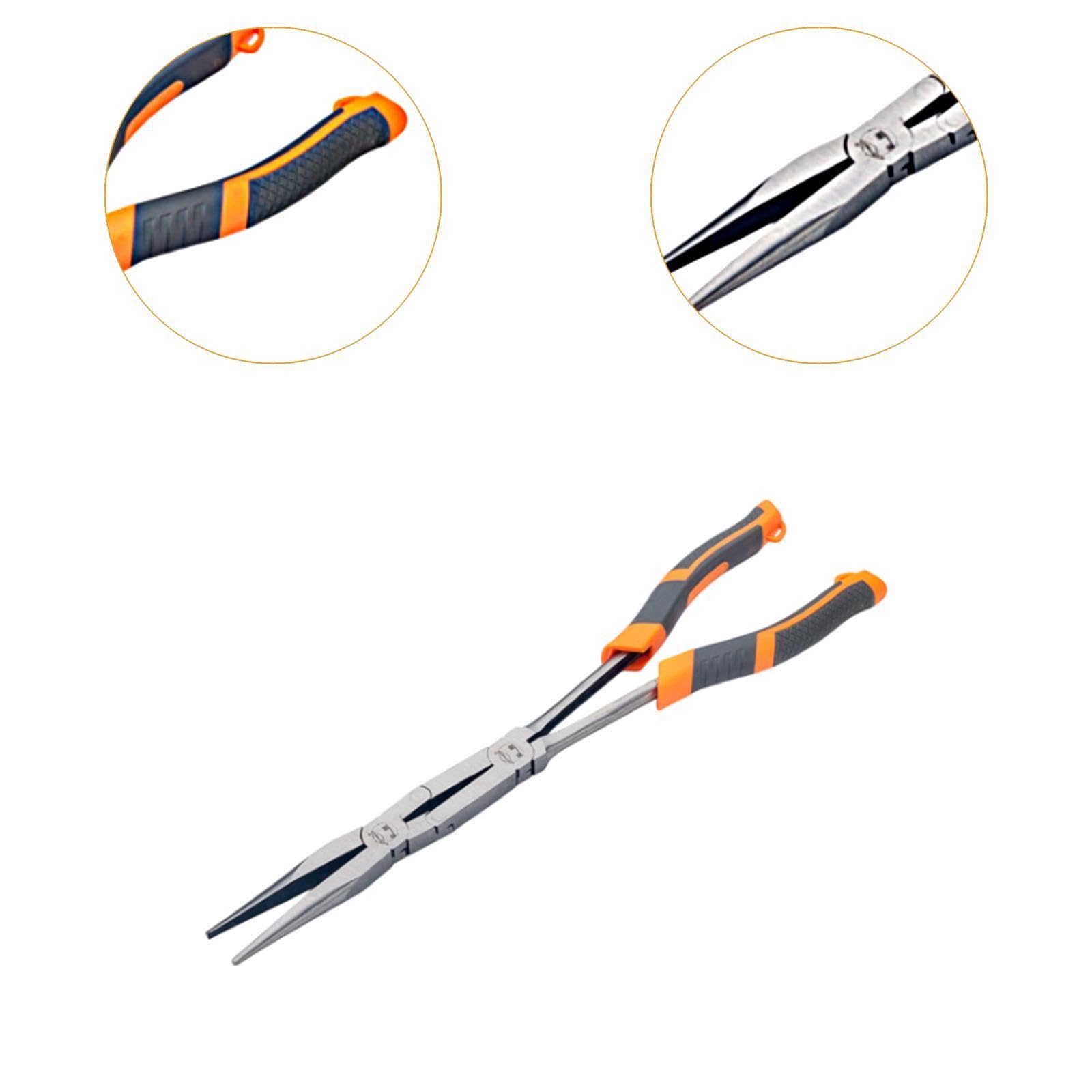 Double Joint Plier Anti Slip Long Handle Plier, for Industrial Construction, Extended Straight, Total Length 35cm