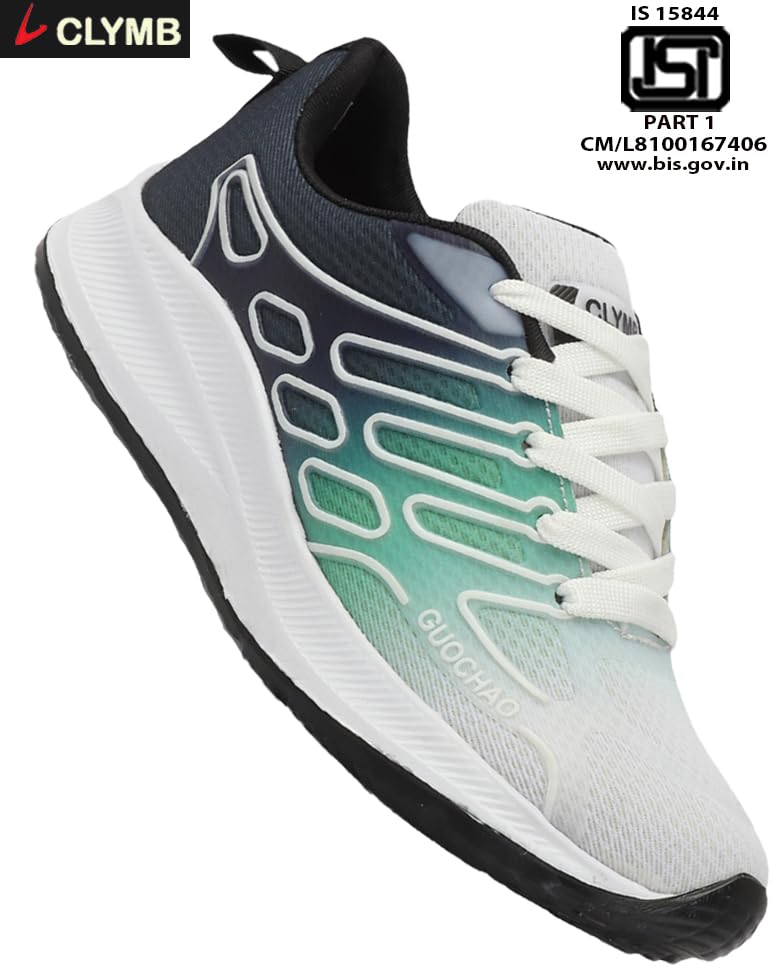 Image of CLYMB Mens Sports Shoes Perfact for Gym Running Training (Color: Green)