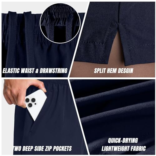 3 Pack Men's Athletic Running Shorts 5 Inch Gym Workout Shorts Quick Dry Active Tennis Sports Shorts with Zip Pockets - Image 6