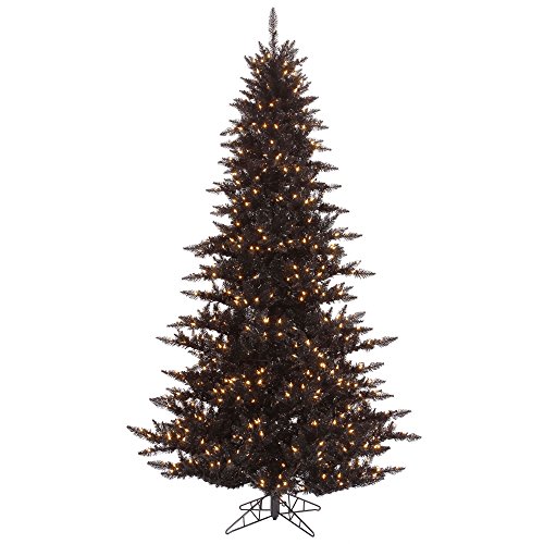 Vickerman 9' Black Fir Artificial Christmas Tree, Warm White Dura-lit LED Lights, Seasonal Indoor Home Decor