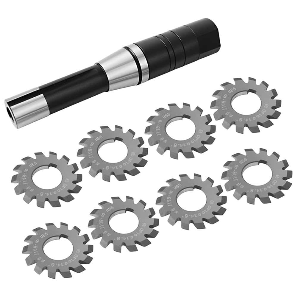 Jnchdghwa As Shown Cnc Lathe Cutting Tools Set Featuring R8 Shank Milling Arbor& Involute Gear Cutter Dp16 Pa14-1/2