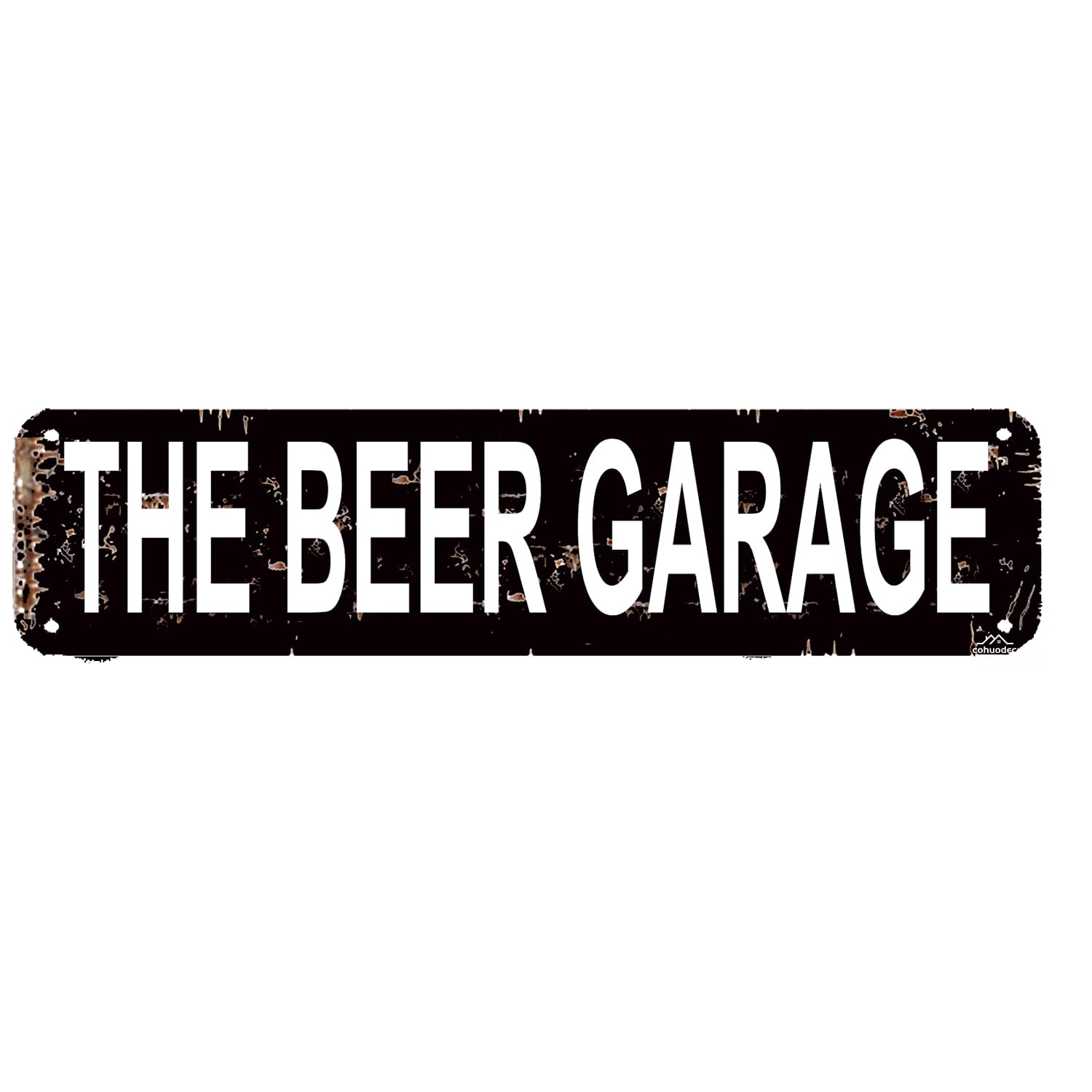 The Beer Garage Metal Sign - Rustic Dad's Cave Wall Decor - 4x16 Inch Vintage Bar Sign for Man Cave,Garage or Pub