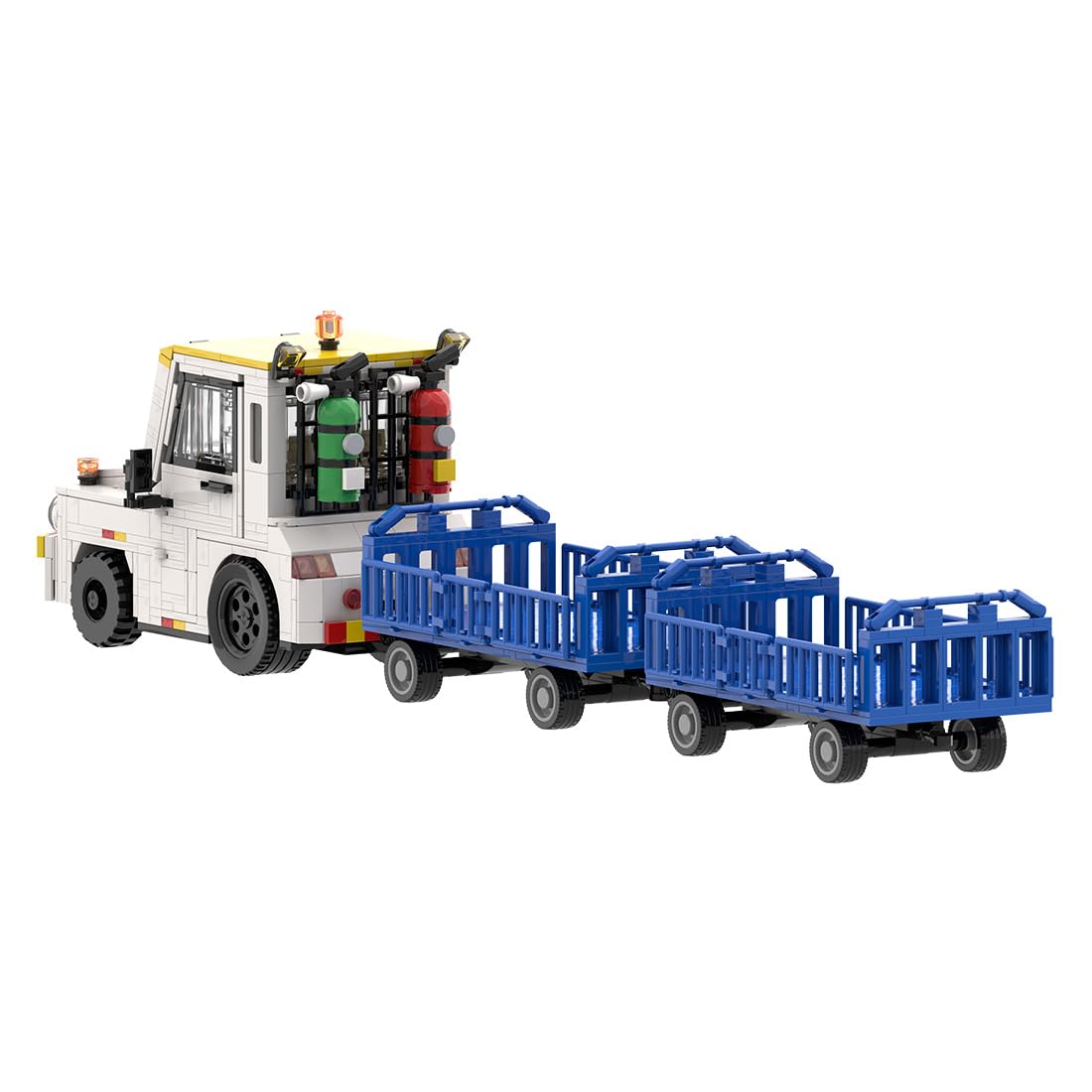 Bausteine für Flughafen Gepäckwagen, detailliertes Flughafendienstfahrzeug-Set mit Lufttank, eingezäunt, Warn- und Anzeigelichter, mechanische Geschenke für Erwachsene (936PCS)