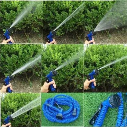 Expandable Garden Hose Pipes,3 Times Magic Expandable Garden Hose Flexible Stretch Water Pipe with Water Spray Nozzle Good for Lawn Car Home Cleaning (Blue,50ft/15m)