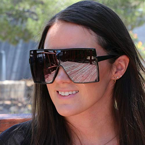 FLAWLESS Large Sunglasses for Women Oversized Men Flat Top Fashion Trendy Mono Lens Shades4