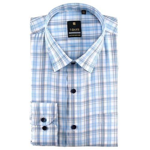 Image of 7-DAYS Men's Premium Checks Formal Shirt - Cotton Rich, Regular Fit, Full Sleeve, with Pocket, Wrinkle Resistant - Stylish Office & Everyday Wear.