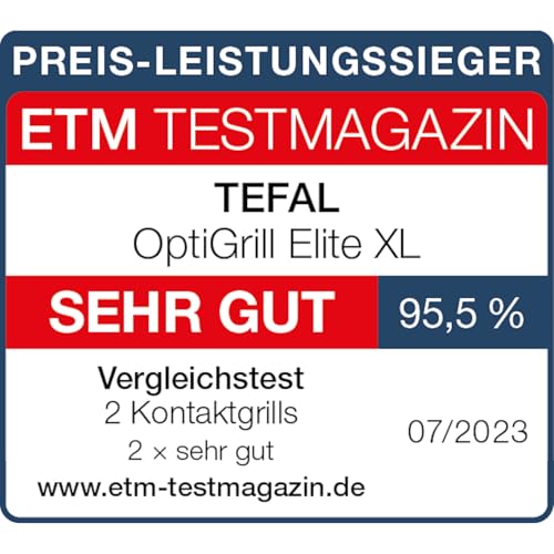 Tefal OptiGrill Elite XL Kontaktgrill, 16 Programme, Digitales Display mit Garstufenanzeige, abnehmbare XL-Platten, Grillboost-Funktion… – Ansicht 3