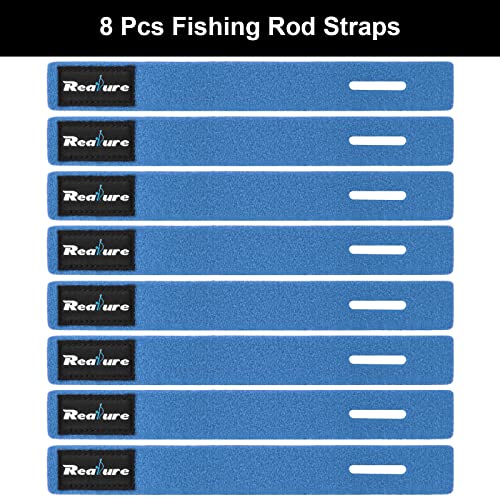 Realure 8 Pcs Fishing Rod Straps Adjustable Neoprene Ties Straps Elastic Fishing Rod Belt Ties for Fixed Fishing Rods Gear Strap Spinning Rod Sea Rod Feeder Rod Carp Rod Wrap Protectors - Image 2