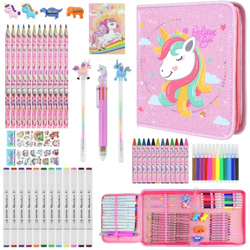 Set artistico, set da disegno per bambine dai 4 agli 11 anni, libro da colorare, pastelli a olio, pastelli, matite colorate, set da colorare per bambini