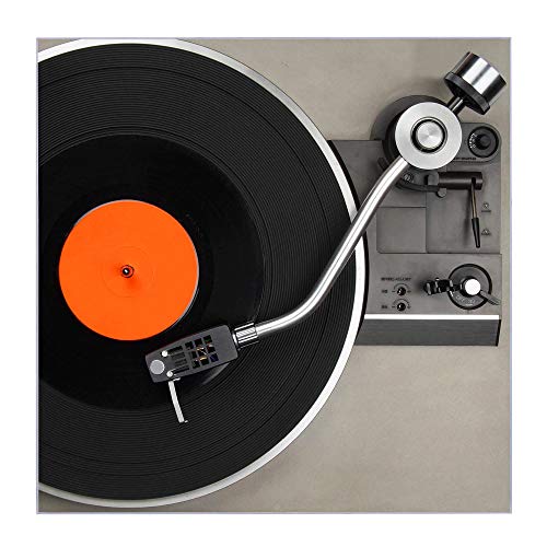 Glas Magnettafel beschreibbar größe 70x70cm | Memoboard mit 4 Magneten | Glastafel mit Moitv Plattenspieler| Pinnwand aus Glas magnetisch